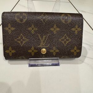 Louis Vuitton Brown Monogram Tresor Wallet-Preloved-Zipper removed-minor peeling